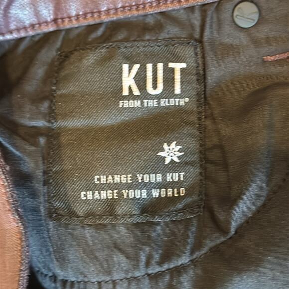 NWOT Kut from the Kloth Mia High Rise Skinny Wet Look Bordeaux Jeans Size 8 - Picture 9 of 12